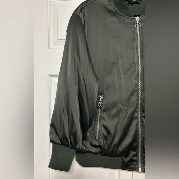 Zara Basic Collection Women Bomber Jacket Dark Green Size Medium - Picture 5 of 6